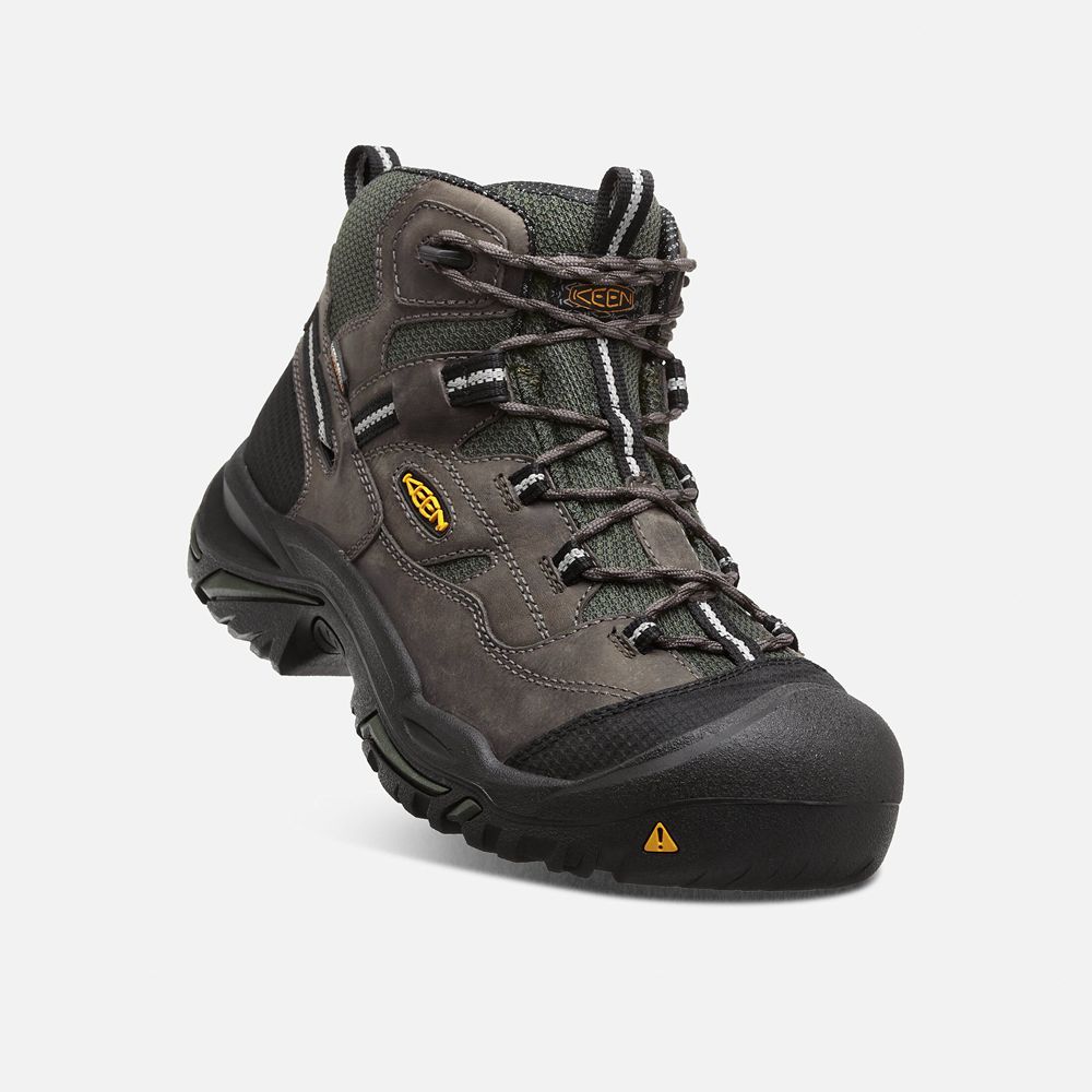 Botte de Travail Keen Homme Noir Marron | Braddock Waterproof Mid (Steel Toe) | MUNTQ-4397